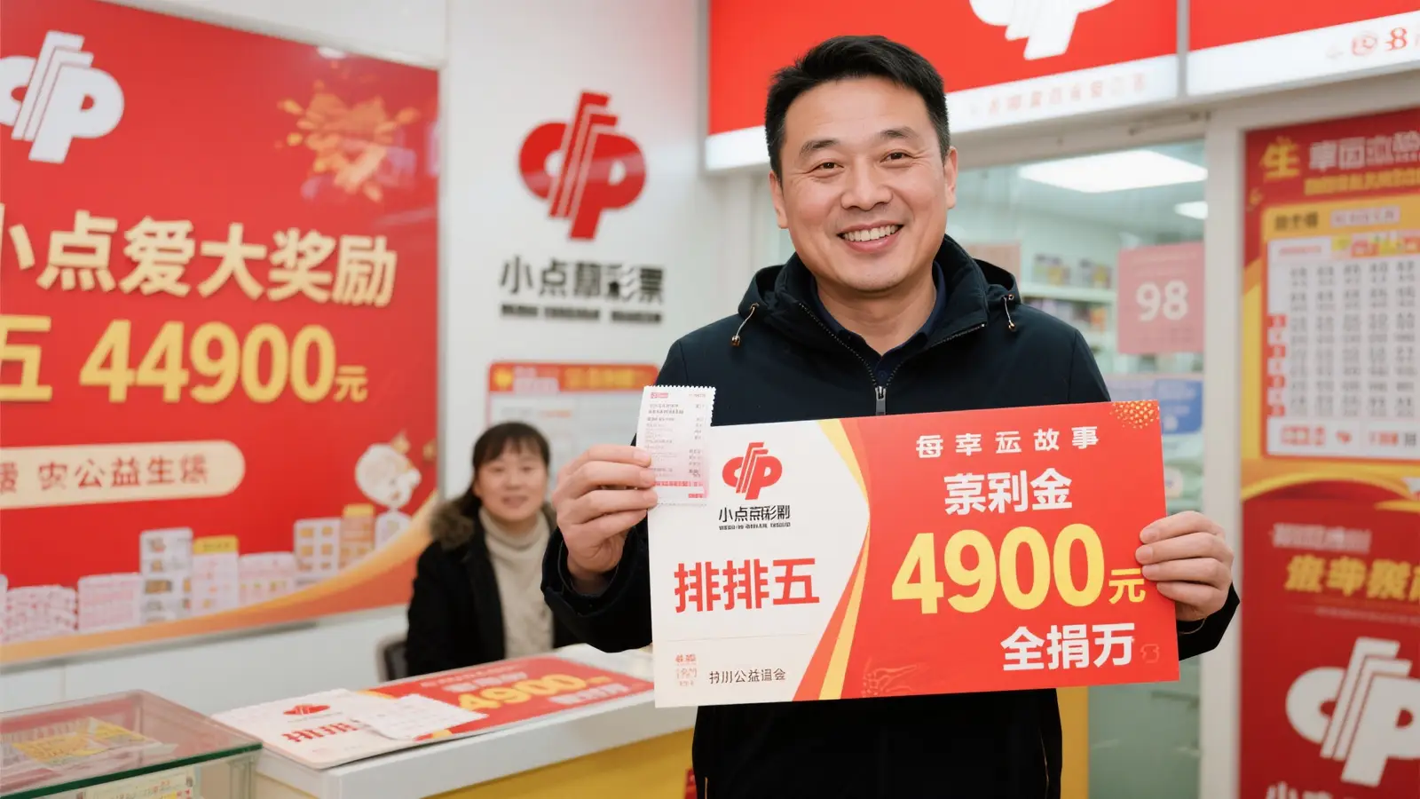 男子花98元喜中排列五490万 兑奖时慷慨捐款1万